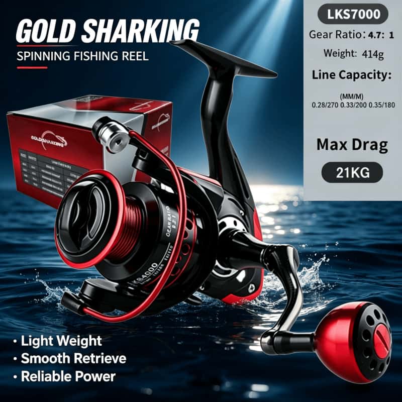 Abu Garcia Reel Max - GOLD SHARKING-Spinning Reel, Metal Ultra Light